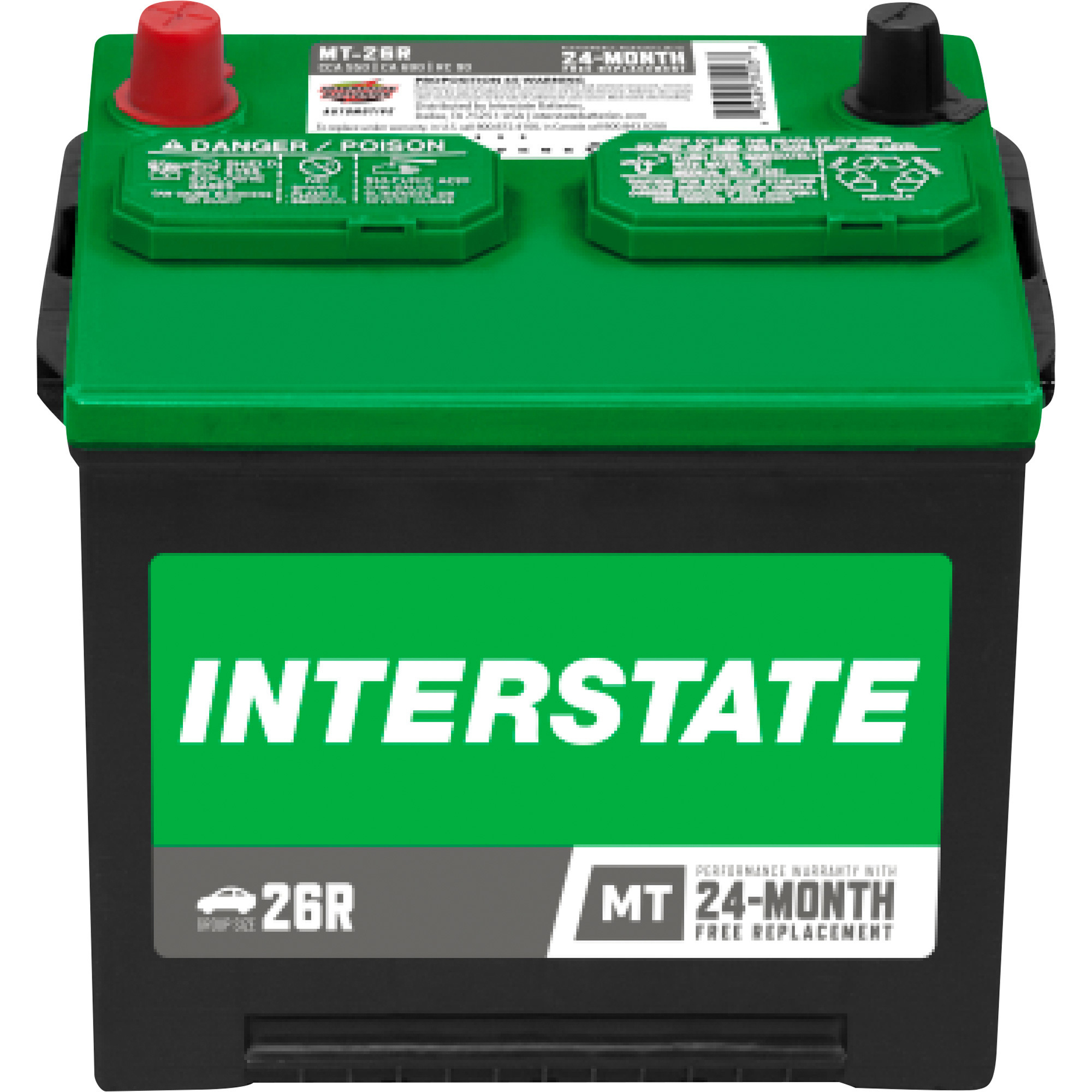 Interstate Batteries Automotive Battery, Group Size 26R, 12 Volt, Sealed Lead Acid, Model# MT-26R
